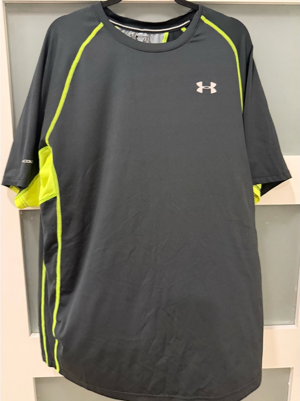 Under Armour Men’s Gray Performance Tee with Neon Green Accents